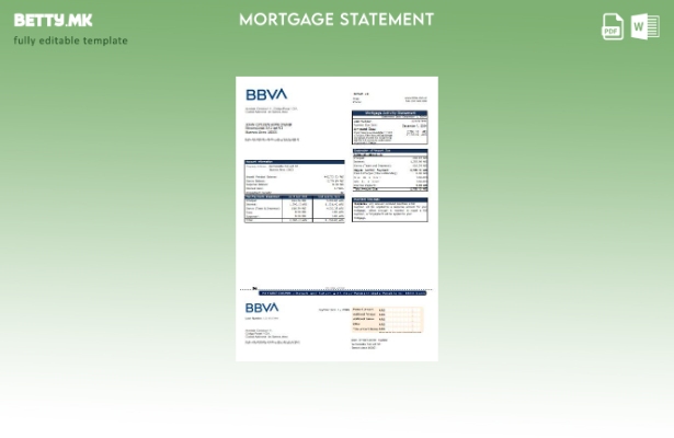 Модерен стил Аргентина BBVA шаблон извод за хипотека банка